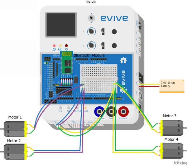4 wheel drive robot fritzing Diagram