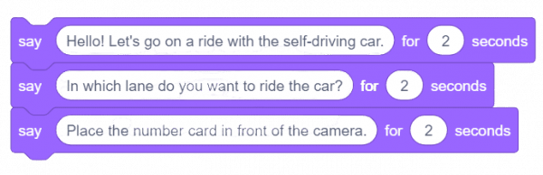 Asking User to Show Number Card in Self-Driving Car