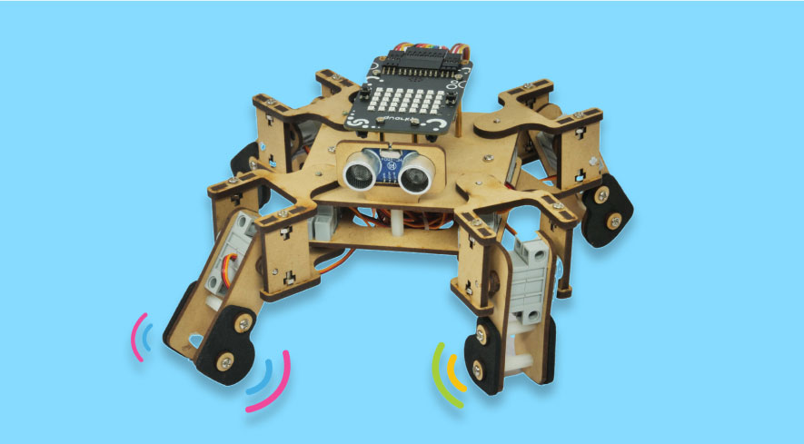 A four legged robot called Quadruped to learn creep-gaith algorithm, sprawling movements.