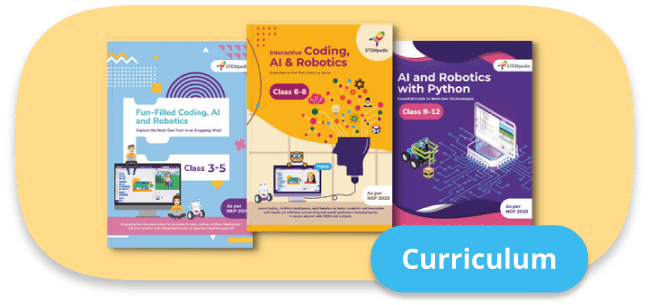 Image of Interactive Coding, AI and Robotics Course and Practical Activity Books with engaging hands-on activities for CBSE (Subject Code 417, 843) and ICSE (Subject Code 66)