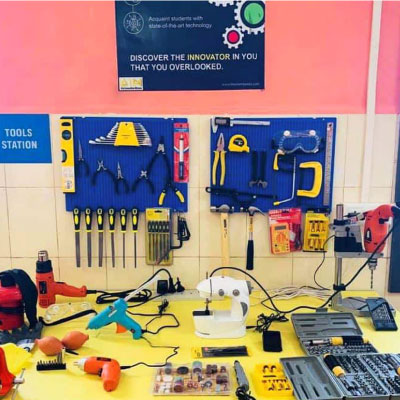 Tool station setup as a part of ATL Lab at KV Gandhinagar for conducting tinkering activities